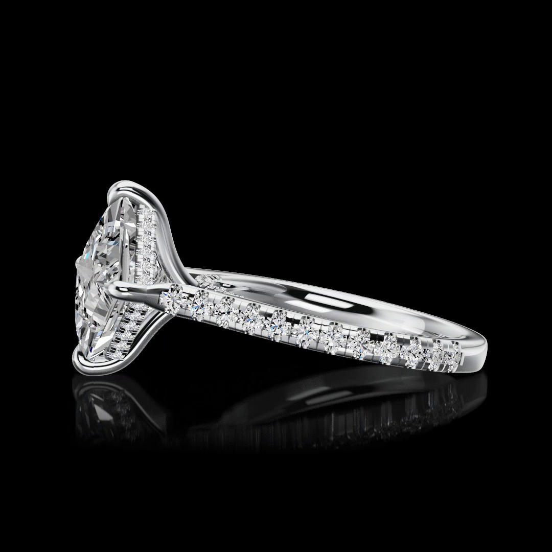 5.36 CTTW Princess Lab Grown Diamond Solitaire Diamond Shank Ring Sz. 7.75 (E Color and VVS2 Clarity)