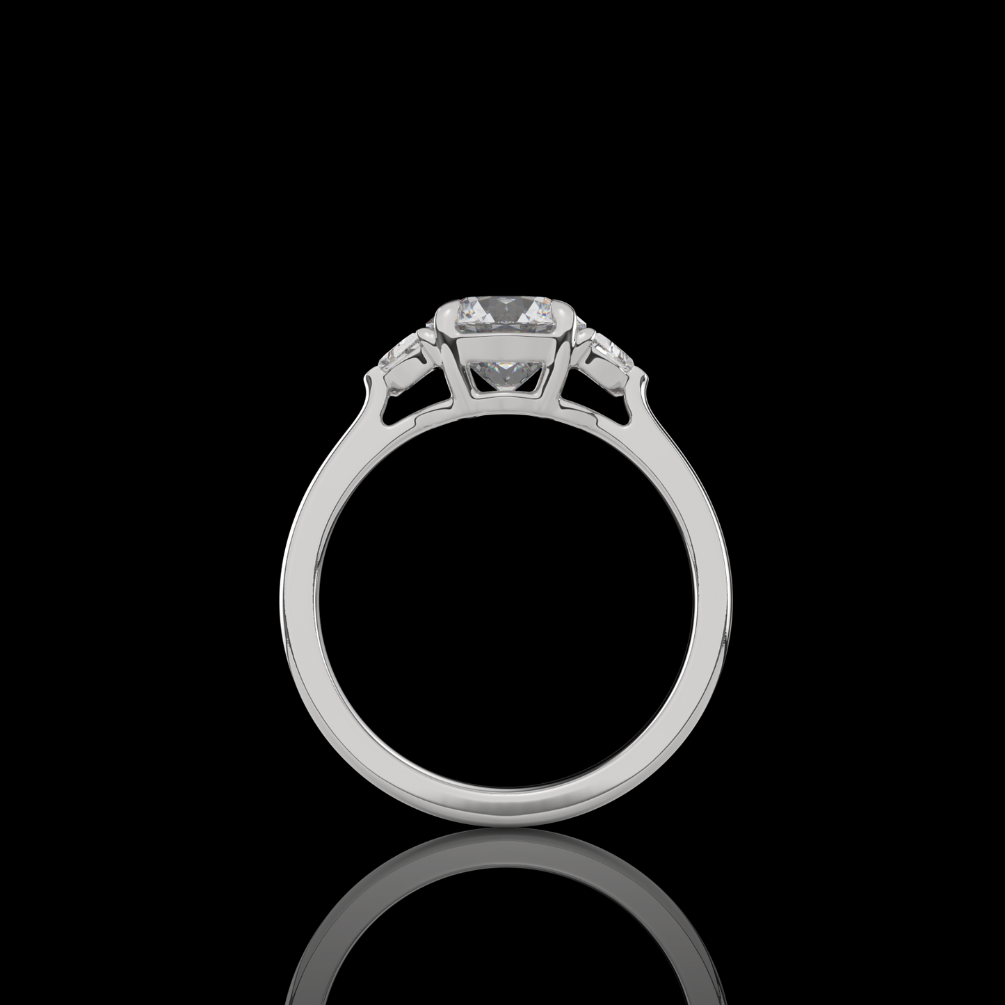 2.44 CTTW Round Lab Grown Diamond 3 Stones Ring Sz. 6.5 (E Color and VVS2 Clarity)