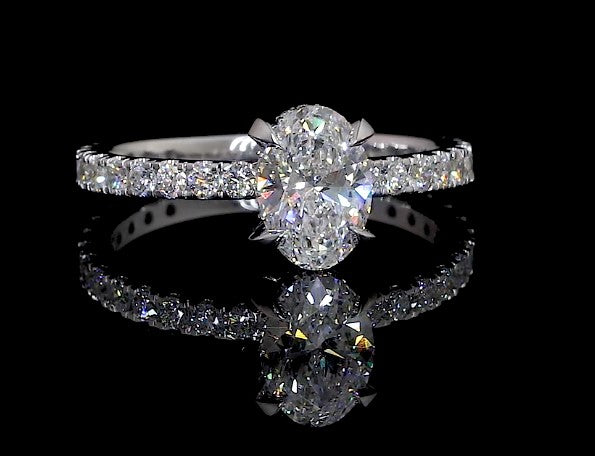 1.75 CTTW Oval Lab Grown Diamond Hidden Halo Ring Sz. 6.5 (D Color and VVS2 Clarity)