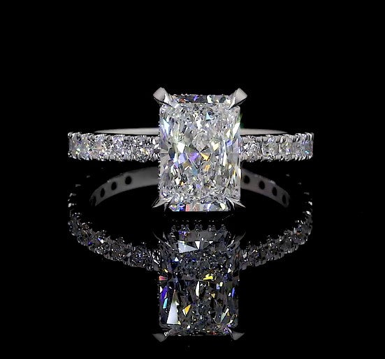 9.14 CTTW Radiant Lab Grown Diamond Hidden Halo Ring Sz. 6.5 (G Color and VS1 Clarity)