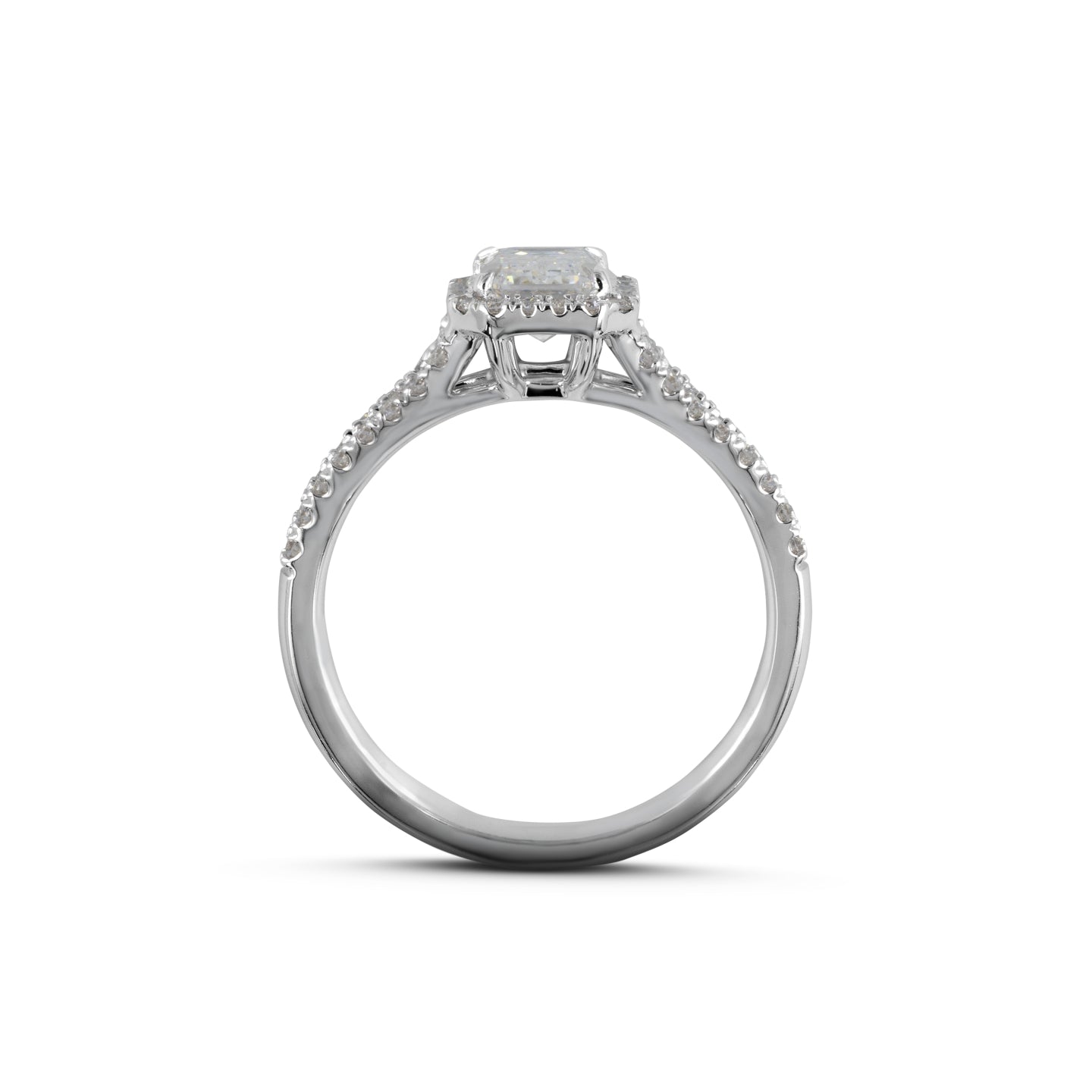 2.08 CTTW Emerald Lab Diamond Split Shank RGWSSEM150 14k White Gold E Color and VS1 Clarity jewelry-spot-usa