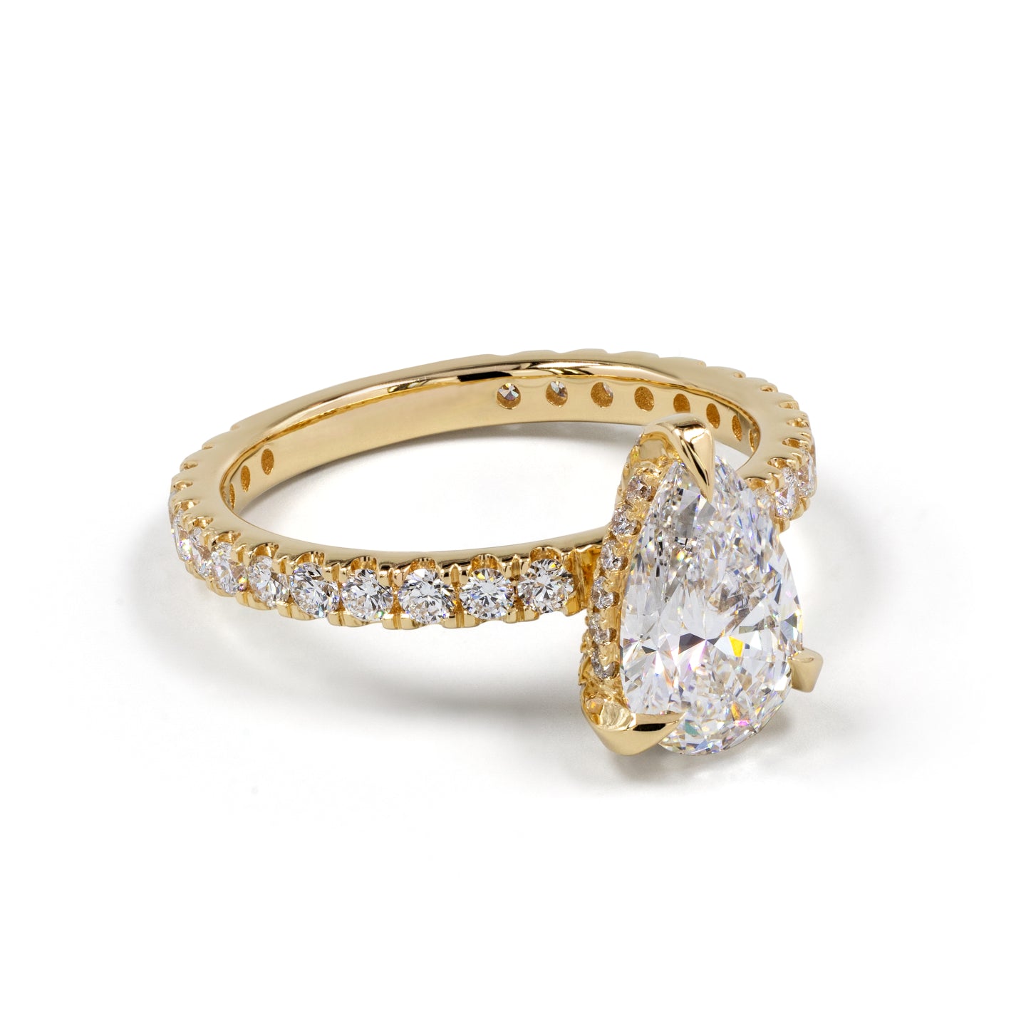 3.95 CTTW Pear Lab Grown Diamond Hidden Halo Ring Sz. 6.5 (E Color and VS2 Clarity)