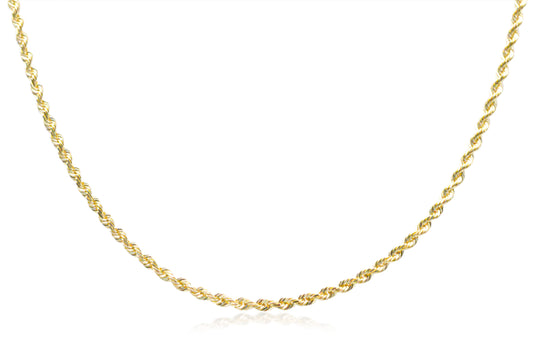 2.5mm Solid Gold Diamond Cut Rope Necklace
