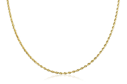 2mm Solid Gold Diamond Cut Rope Necklace Solid Gold Rope Chains
