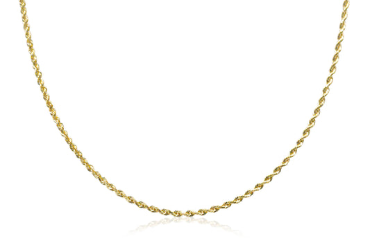 2mm Solid Gold Diamond Cut Rope Necklace