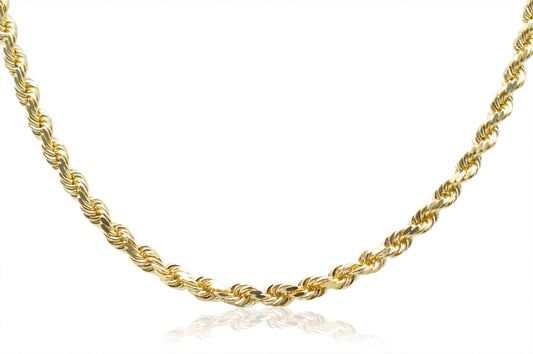 5mm Solid Gold Diamond Cut Rope Necklace