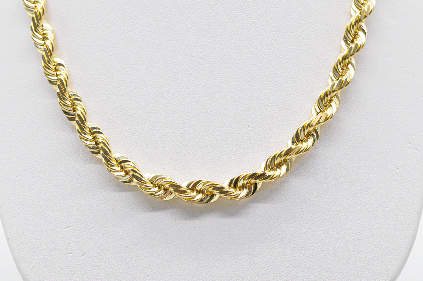 7mm Solid Gold Diamond Cut Rope Necklace Solid Gold Rope Chains