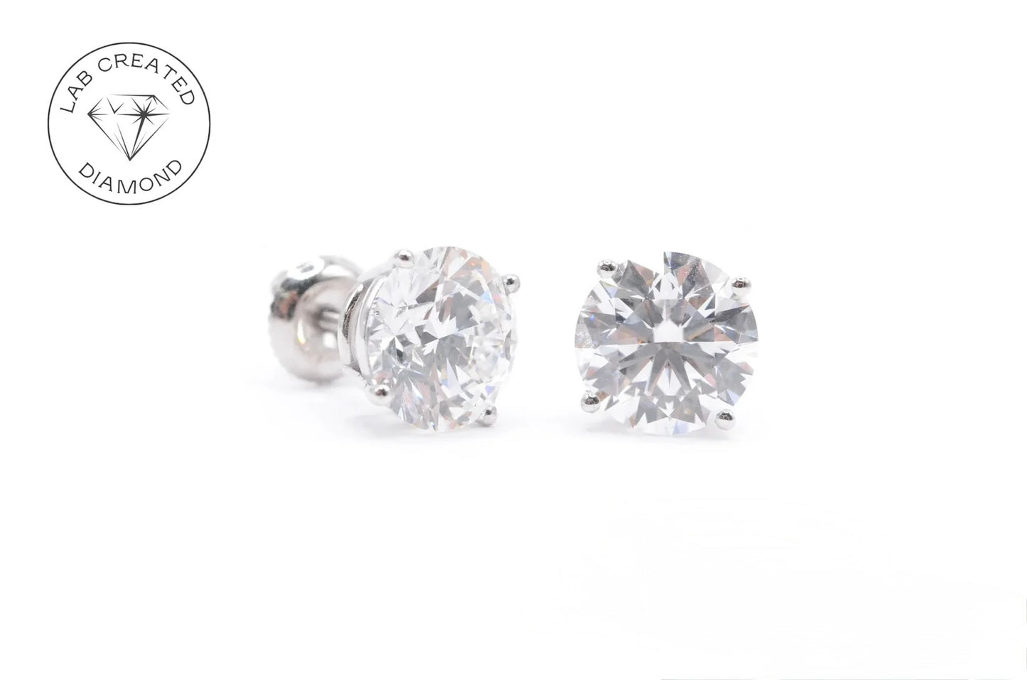 6 CTTW Round Lab Diamond Studs 14K White Gold (F VS1 & IGI Certified)