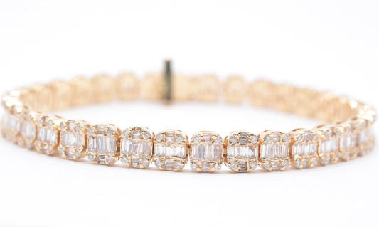 5.64 cttw Baguette Diamond Bracelet 7.75" 14K Yellow Gold