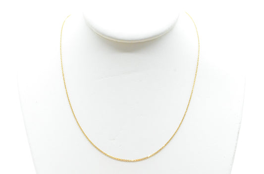 22" Adjustable Diamond Cut Cable Chain 14K Yellow Gold