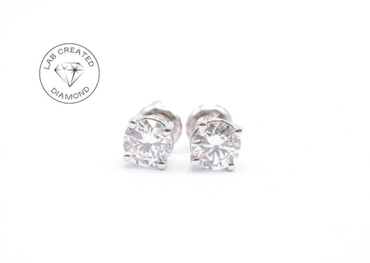 1 cttw Lab Created Diamond Stud Earrings 14K White Gold