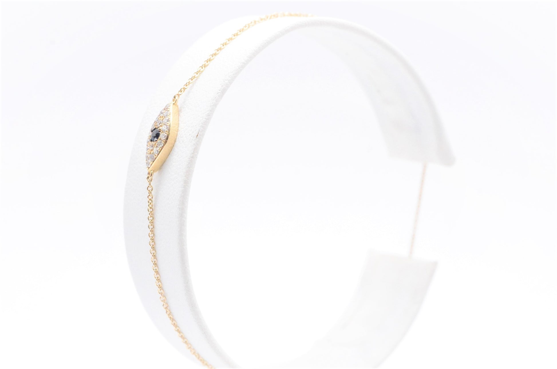0.15 cttw Diamond and Sapphire Evil Eye Bracelet 7" 14K Yellow Gold