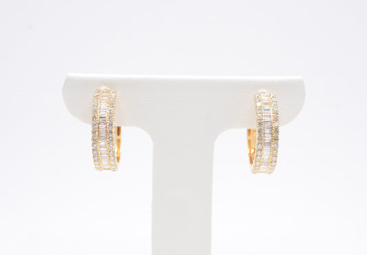 1.5 cttw Baguette Natural Diamond Hoop Earrings 14K Yellow Gold