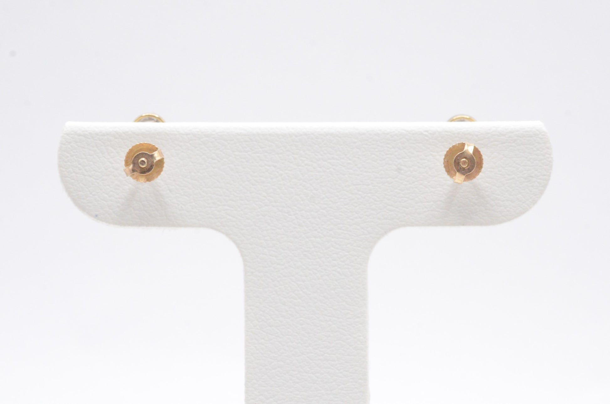0.15 cttw Micro Ankh Cross Diamond Stud Earrings 10K Yellow Gold