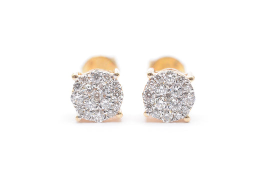 0.30 cttw Diamond Round Cluster Earrings 4 Prong 14K Yellow Gold
