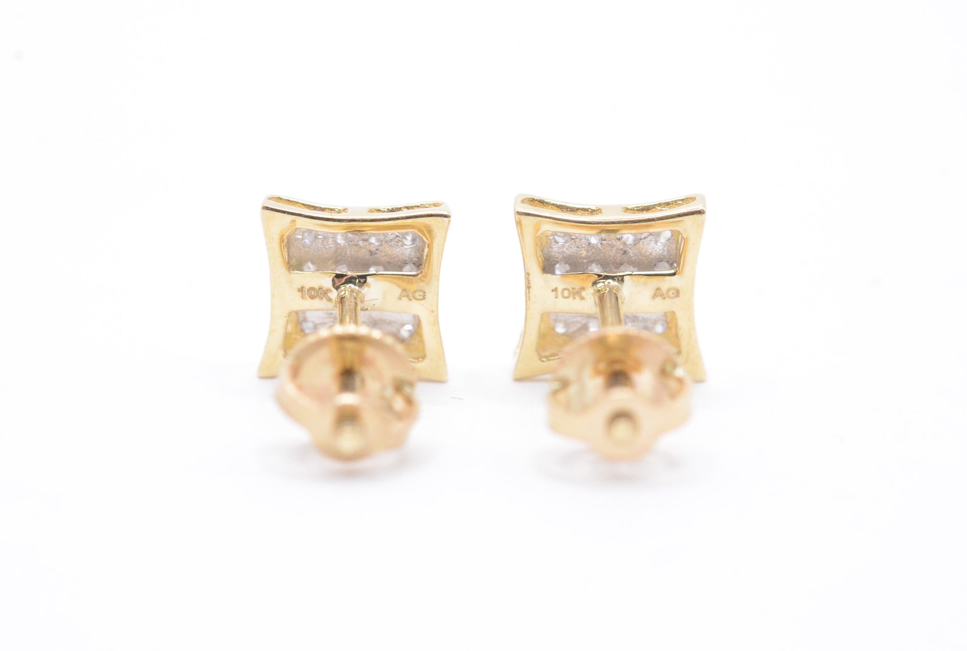 0.10 cttw Micro Kite Shape Diamond Stud Earrings 10k Yellow Gold