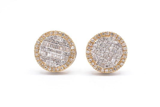 1.00 cttw Diamond Stop Sign Cluster Earrings 10K Yellow Gold