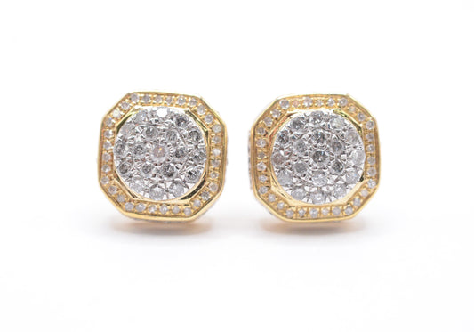 0.35 cttw Diamond Cube Cluster Earrings 10K Yellow Gold