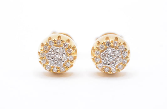 0.25 cttw Diamond Bullet Shaped Cluster Earrings 10K Yellow Gold