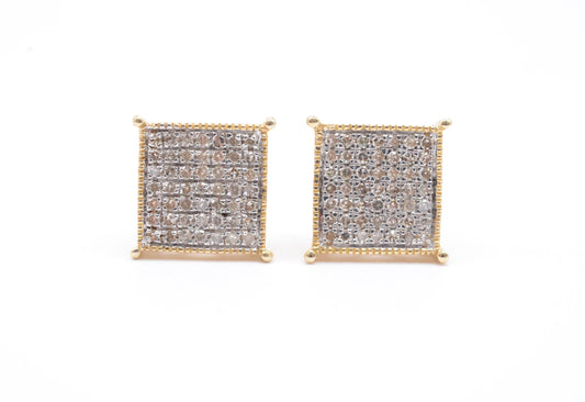 0.50 cttw Diamond Kite Cluster Earrings 10K Yellow Gold
