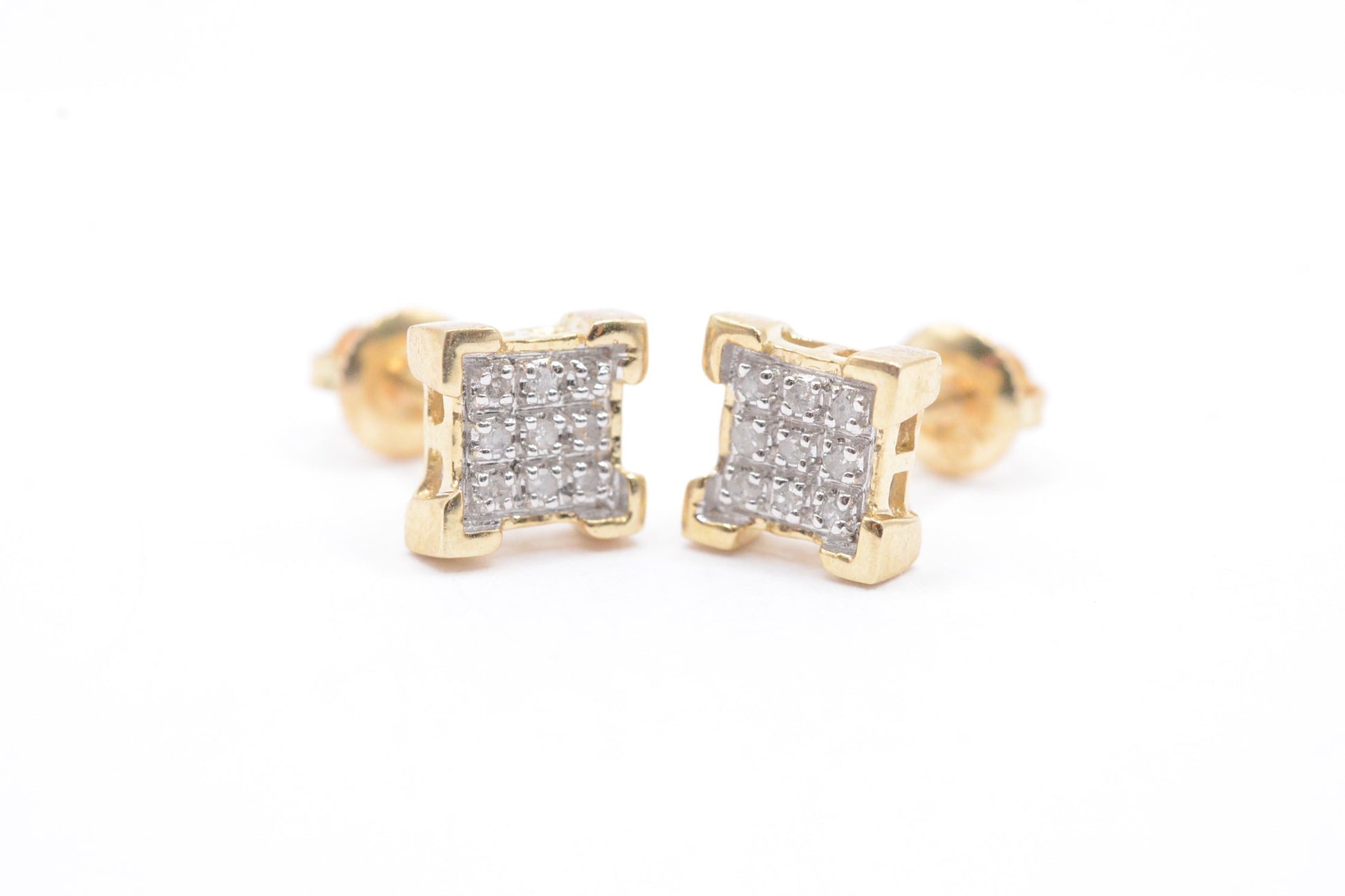 0.05 cttw Diamond "V" Prong Micro Cluster Earrings 10K Yellow Gold Kids Earrings
