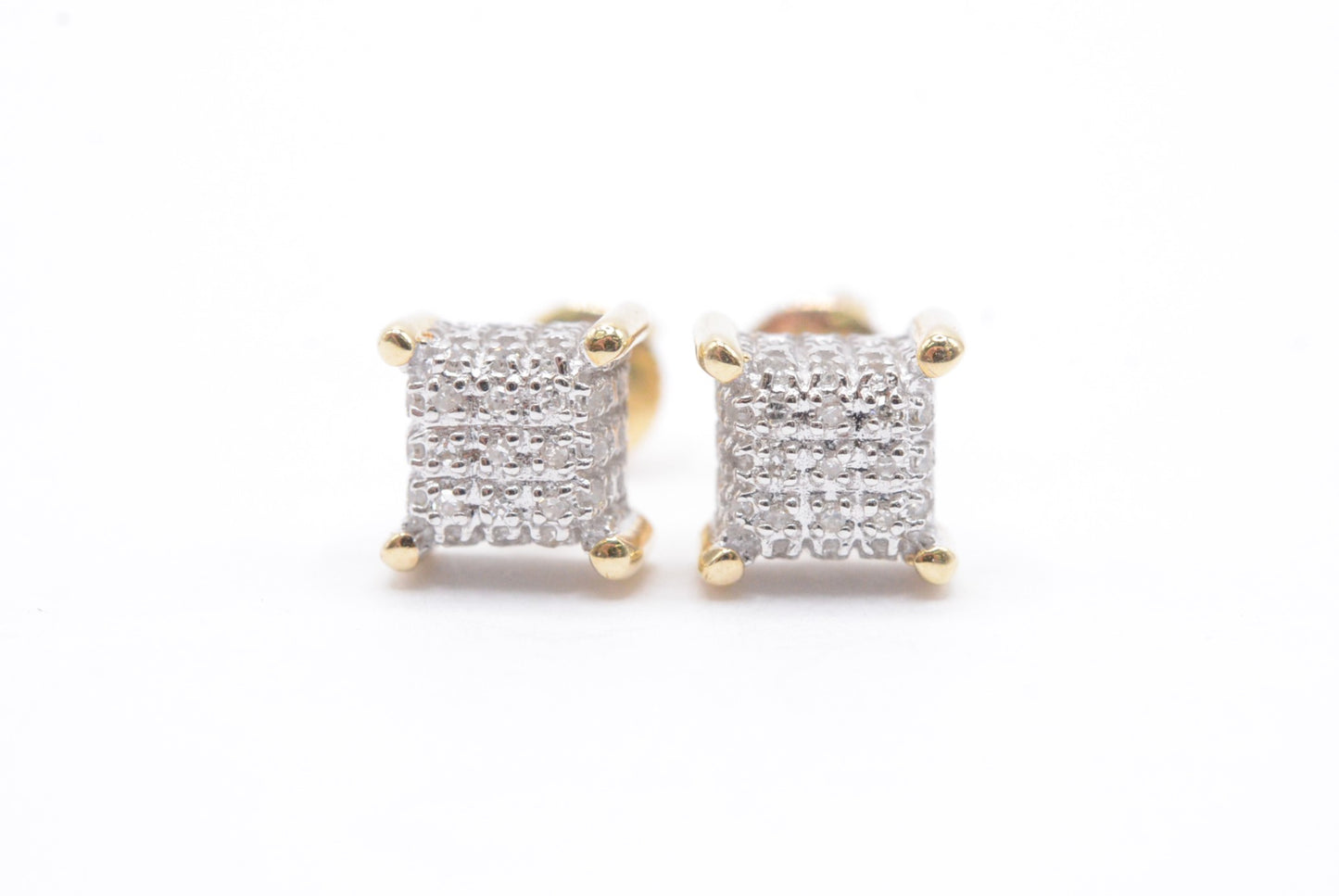 0.10 cttw Micro Diamond Dice Stud Earrings 10k Yellow Gold