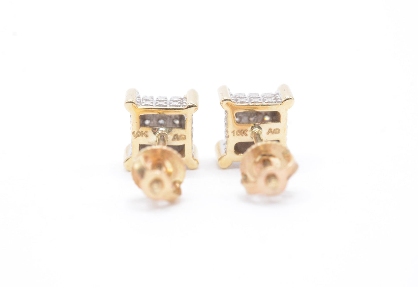 0.10 cttw Micro Diamond Dice Stud Earrings 10k Yellow Gold