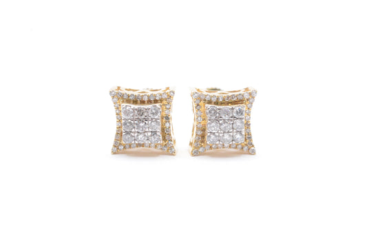 0.65 cttw 3-D Kite Diamond Stud Earrings 10K Yellow Gold