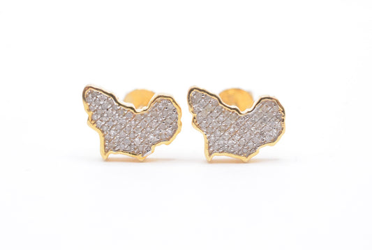 0.20 cttw Africa Diamond Stud Earrings 10K Yellow Gold