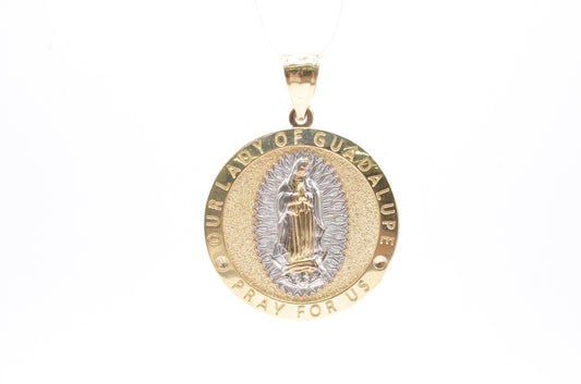 1.75" Lady of Guadalupe Pendant 14K Yellow/White Gold