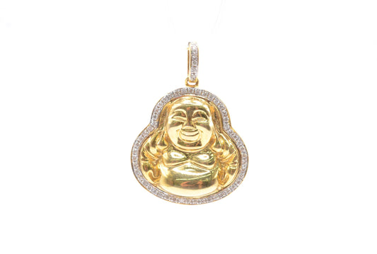1.25" .33 cttw Buddha Diamond Pendant 10K Yellow Gold