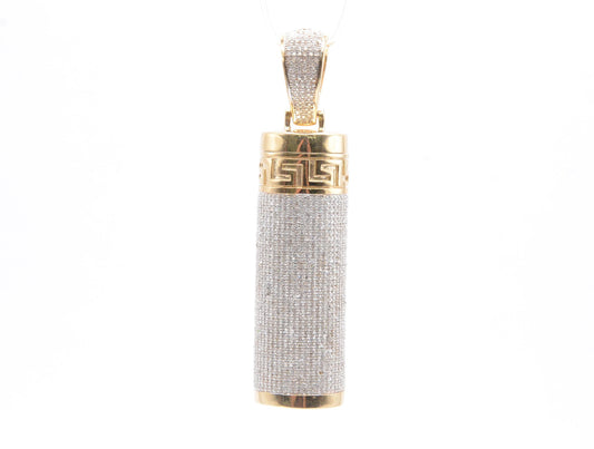 2" 1.75 cttw Diamond Cylinder Empty with Removable Top Necklace 10K Yellow Gold