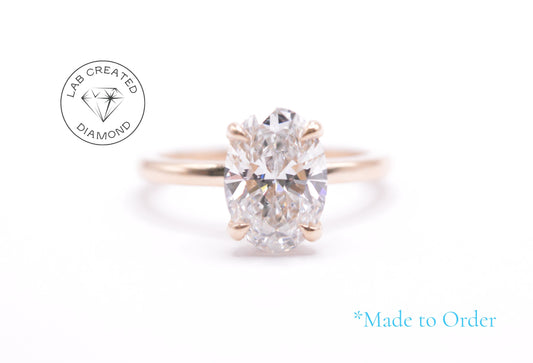 Made to Order-2ct Oval Lab Diamond Engagement Ring 14K Yellow Gold