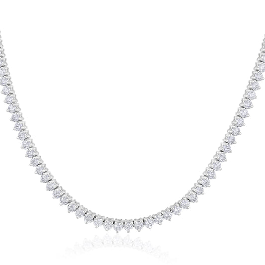 14K Gold 8.5ct Natural Diamond 3.5mm 3 Prong Tennis Necklace