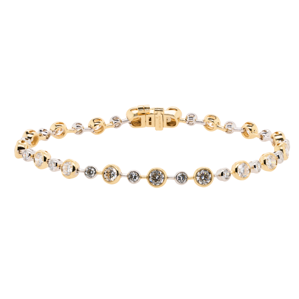 4.29 CTTW Round Lab-Grown Diamond Bracelet in 14K Two-Tone Gold, 7"