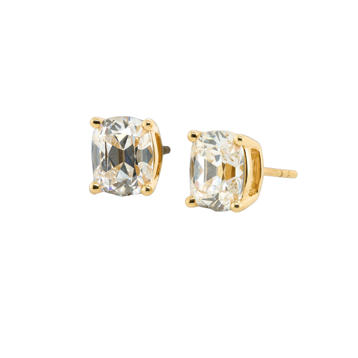 14K Yellow Gold Cushion Lab-Grown Diamond Stud Earrings, 4.08 CTTW