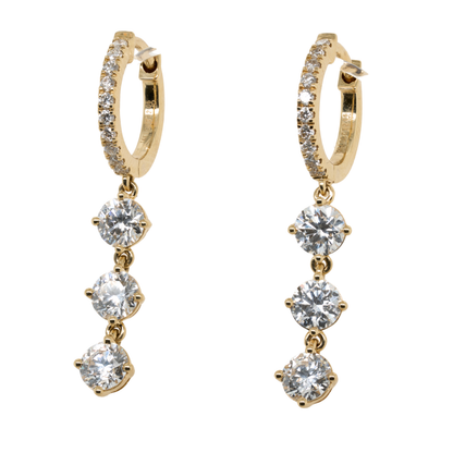 2.06 CTTW Round Lab-Grown Diamond Earrings in 14K Yellow Gold