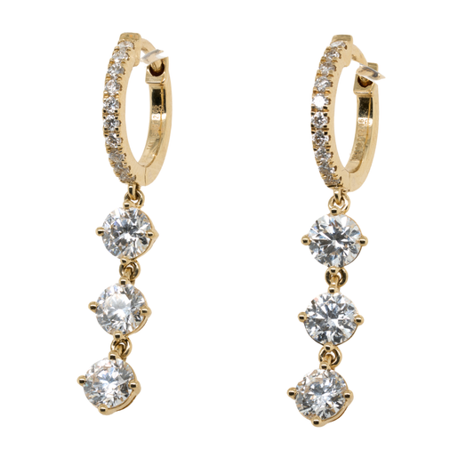 2.06 CTTW Round Lab-Grown Diamond Earrings in 14K Yellow Gold