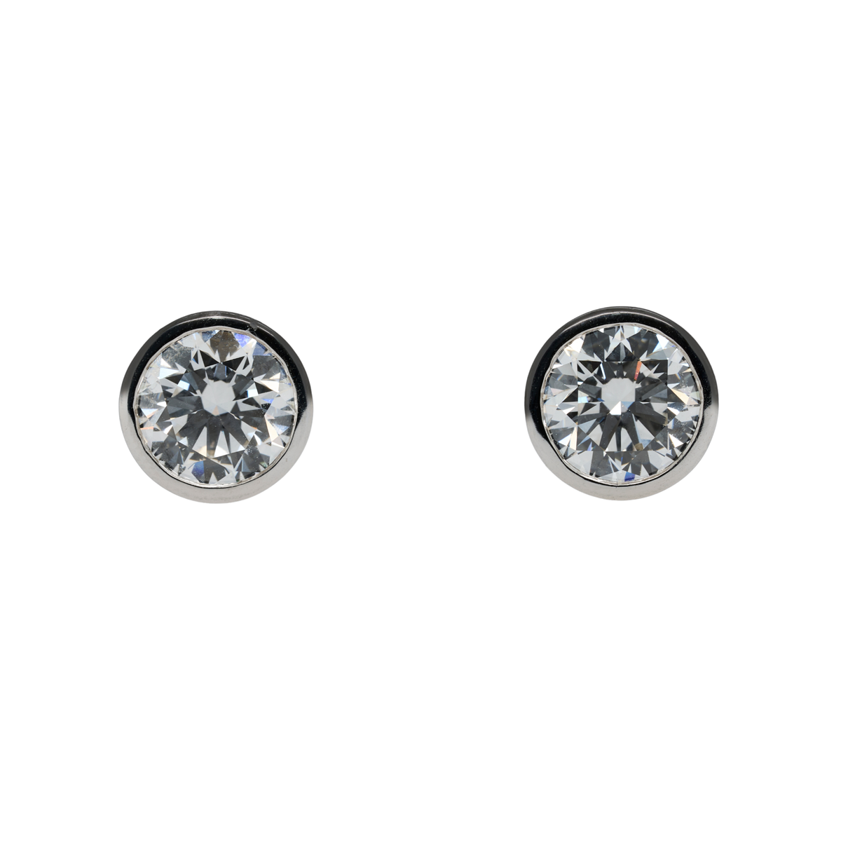 Lab-Grown Diamond Bezel Stud Earrings in 14K White Gold, 6.03 CTTW