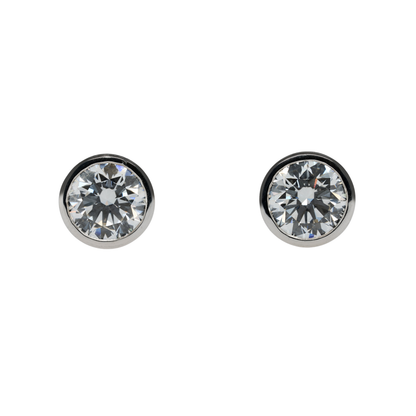 Lab-Grown Diamond Bezel Stud Earrings in 14K White Gold, 6.03 CTTW