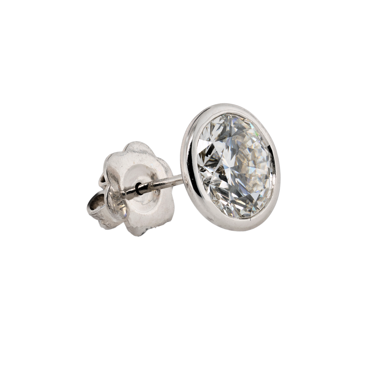 Lab-Grown Diamond Bezel Stud Earrings in 14K White Gold, 6.03 CTTW
