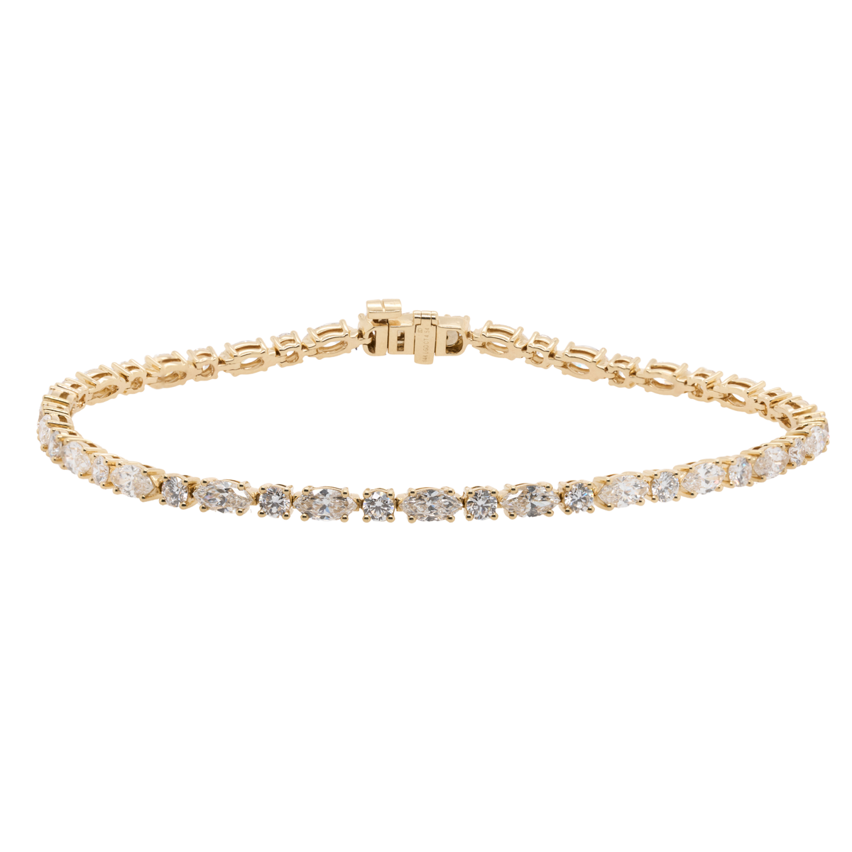 4.28 CTTW Marquise Lab-Grown Diamond Tennis Bracelet in 14K Yellow Gold, 7"