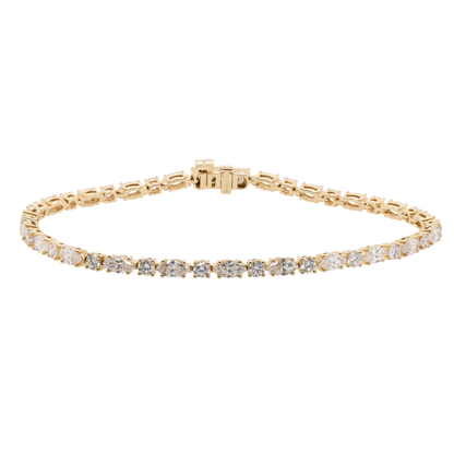 4.28 CTTW Marquise Lab-Grown Diamond Tennis Bracelet in 14K Yellow Gold, 7"