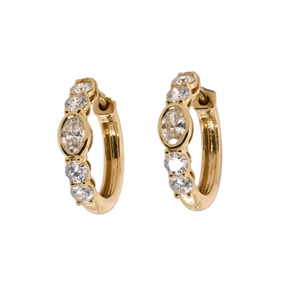 14K Yellow Gold Diamond Huggie Earrings