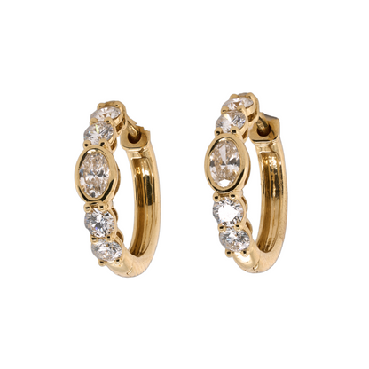 14K Yellow Gold Diamond Huggie Earrings