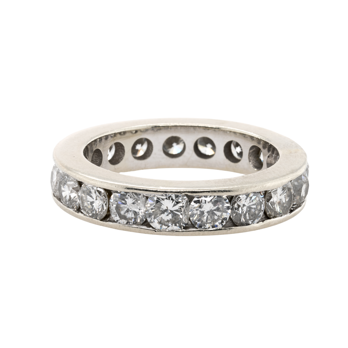 Round Natural Diamond Channel Eternity Band, 14K White Gold, 2.00 CTTW