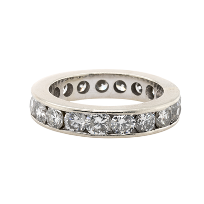Round Natural Diamond Channel Eternity Band, 14K White Gold, 2.00 CTTW