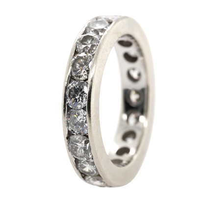 Round Natural Diamond Channel Eternity Band, 14K White Gold, 2.00 CTTW