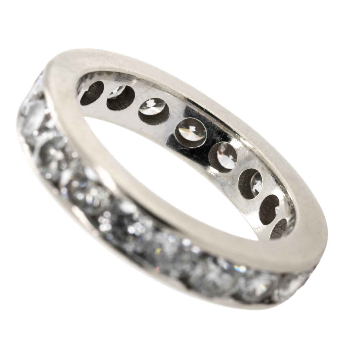 Round Natural Diamond Channel Eternity Band, 14K White Gold, 2.00 CTTW