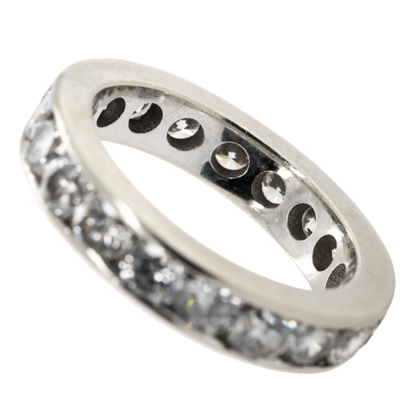 Round Natural Diamond Channel Eternity Band, 14K White Gold, 2.00 CTTW